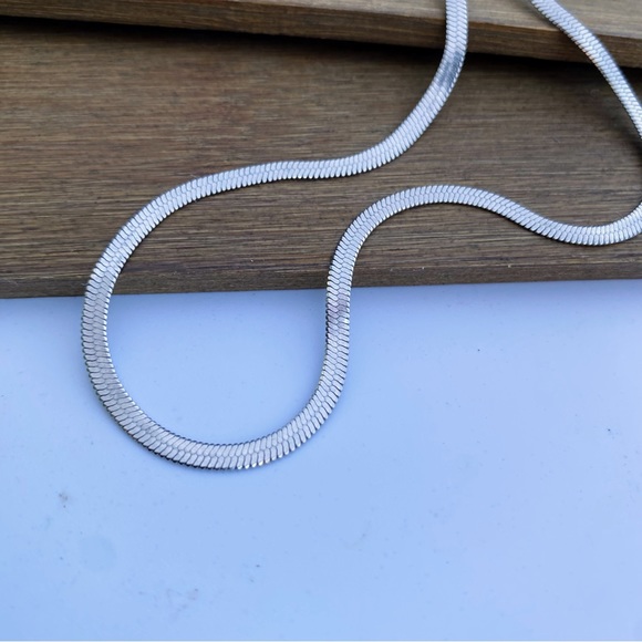 Men's  Woman’s Flat Snake Link Stainless Steel Chain Necklace Jewelry Unisex - Picture 6 of 10